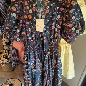 Entro Floral Dress - Navy and Multicolor